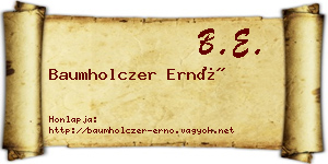 Baumholczer Ernő névjegykártya